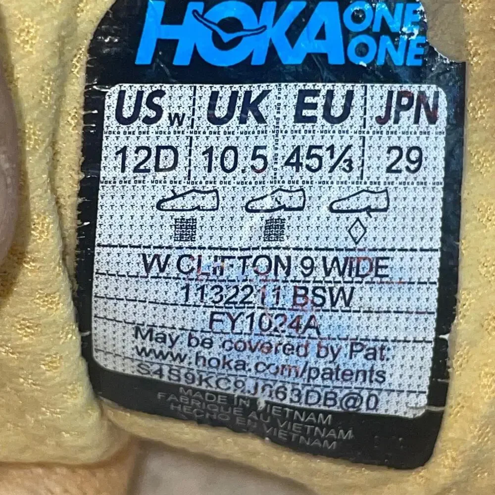 Hoka One One Clifton 9 Blanc Swim Day Shoes Women's Size 12 D WIDE 1132211 BSW